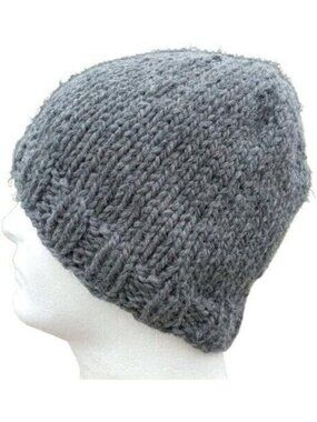 Mens Gray Beanie Hat Alpaca Wool Cap Handmade